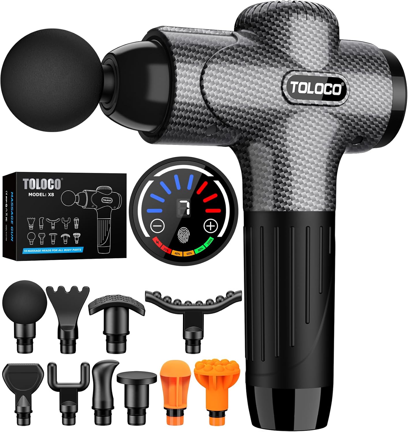 Massage Gun Deep Tissue, Percussion Massage Gun with 10 Replacement Heads, Super Quiet Portable Electric Massager for Athletes, Relax, Fathers Day Dad Gifts, Black