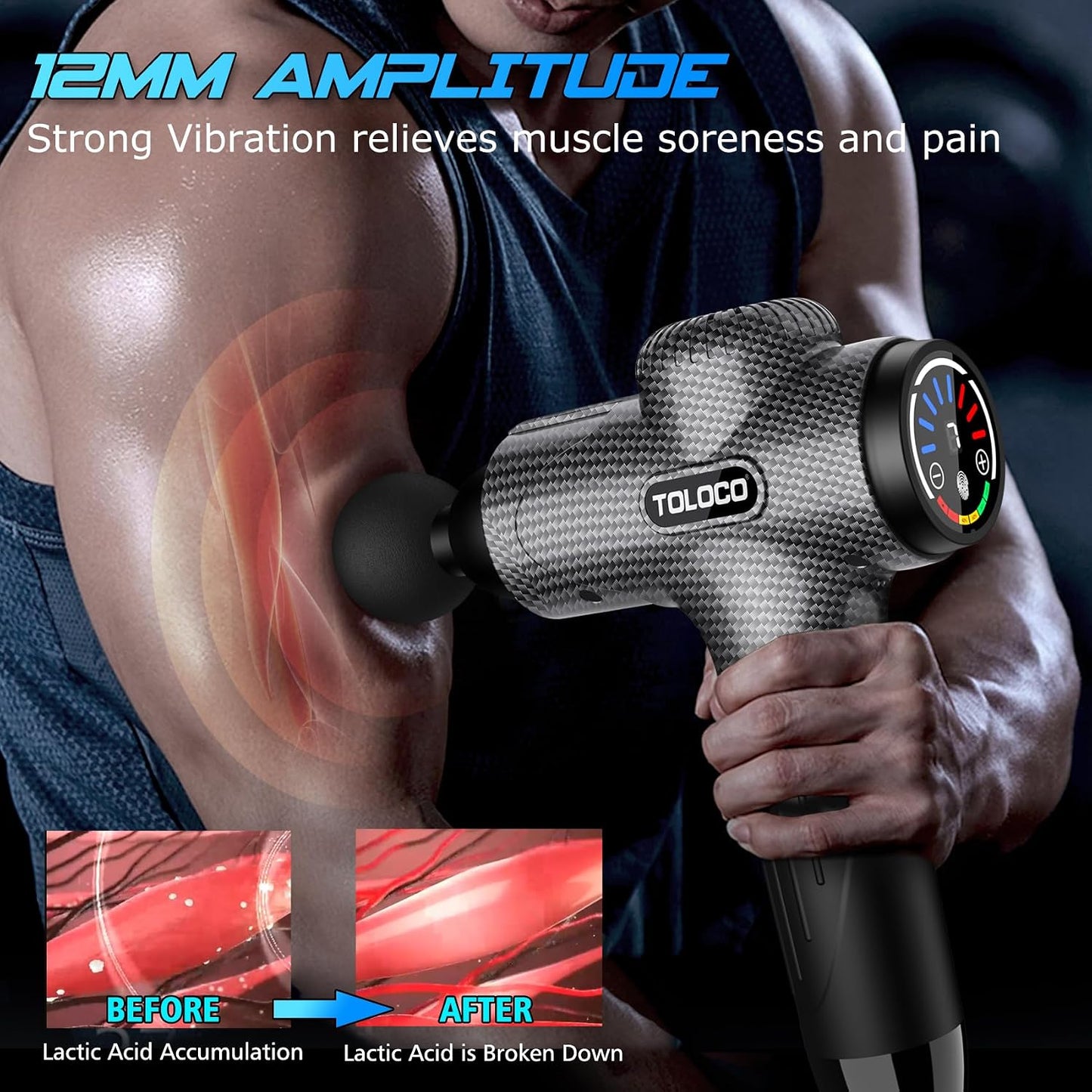 Massage Gun Deep Tissue, Percussion Massage Gun with 10 Replacement Heads, Super Quiet Portable Electric Massager for Athletes, Relax, Fathers Day Dad Gifts, Black