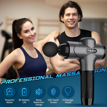 Massage Gun Deep Tissue, Percussion Massage Gun with 10 Replacement Heads, Super Quiet Portable Electric Massager for Athletes, Relax, Fathers Day Dad Gifts, Black