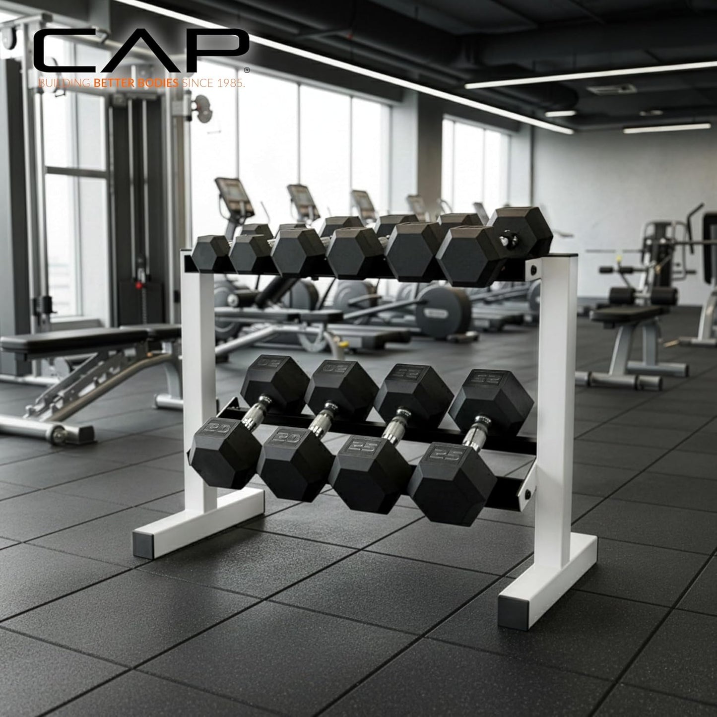 150 LB Dumbbell Set with 2-Tier Rack, Rubber Hex Free Weights Set, Home Gym Weight Set with Horizontal Storage Rack for Strength Training