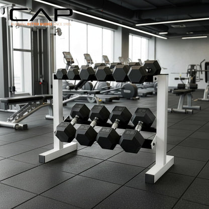 150 LB Dumbbell Set with 2-Tier Rack, Rubber Hex Free Weights Set, Home Gym Weight Set with Horizontal Storage Rack for Strength Training