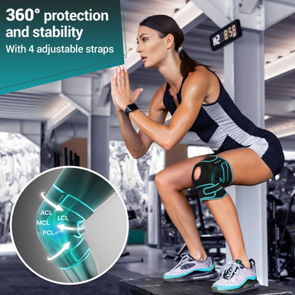 ELITE Knee Brace with Side Stabilizers & Patella Gel Pads for Maximum Knee Pain Support and fast recovery for men and women-Please Check How To Size Video (Mercury, Large)