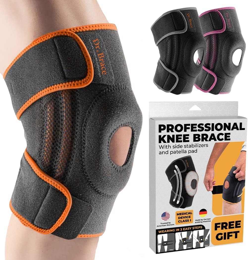 ELITE Knee Brace with Side Stabilizers & Patella Gel Pads for Maximum Knee Pain Support and fast recovery for men and women-Please Check How To Size Video (Mercury, Large)