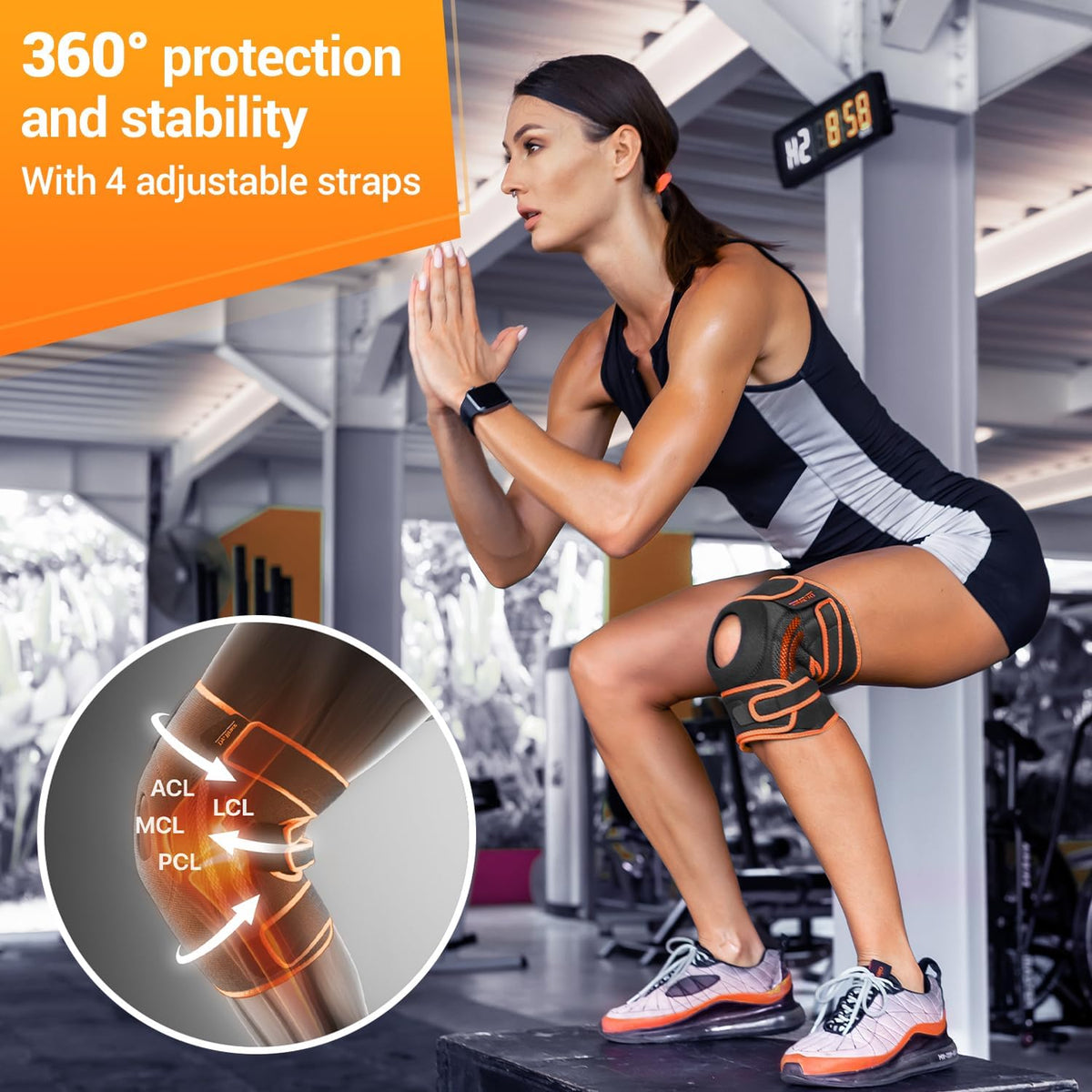 ELITE Knee Brace with Side Stabilizers & Patella Gel Pads for Maximum Knee Pain Support and fast recovery for men and women-Please Check How To Size Video (Mercury, Large)