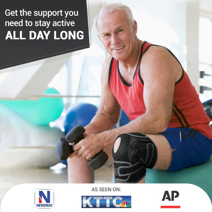 ELITE Knee Brace with Side Stabilizers & Patella Gel Pads for Maximum Knee Pain Support and fast recovery for men and women-Please Check How To Size Video (Mercury, Large)