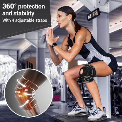 ELITE Knee Brace with Side Stabilizers & Patella Gel Pads for Maximum Knee Pain Support and fast recovery for men and women-Please Check How To Size Video (Mercury, Large)