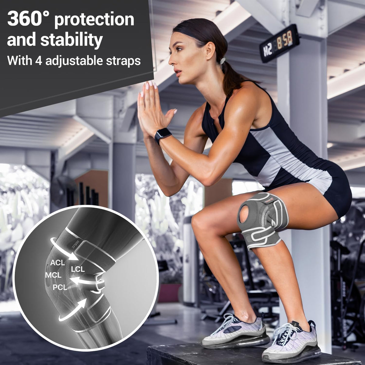 ELITE Knee Brace with Side Stabilizers & Patella Gel Pads for Maximum Knee Pain Support and fast recovery for men and women-Please Check How To Size Video (Mercury, Large)