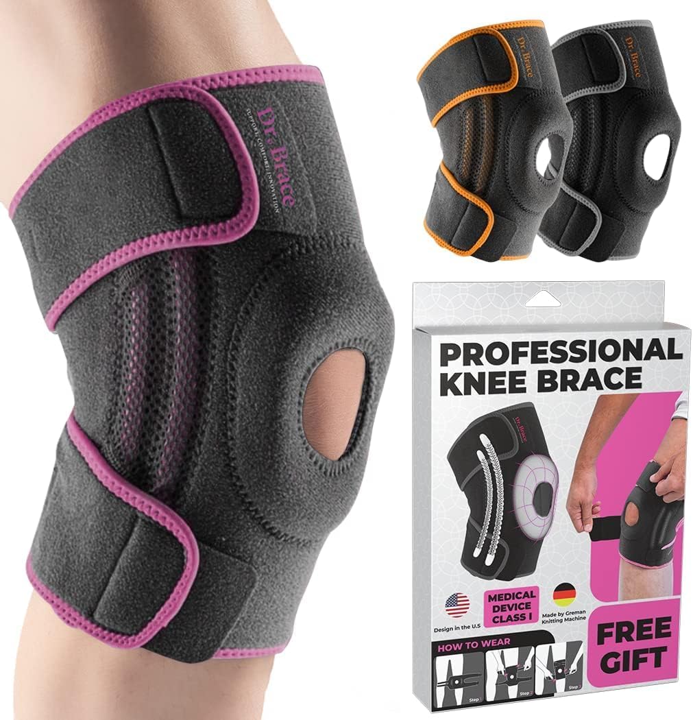 ELITE Knee Brace with Side Stabilizers & Patella Gel Pads for Maximum Knee Pain Support and fast recovery for men and women-Please Check How To Size Video (Mercury, Large)