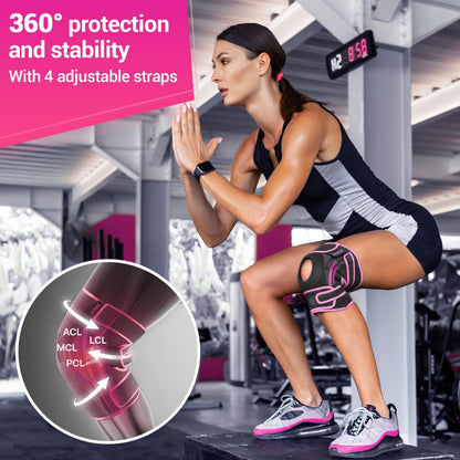 ELITE Knee Brace with Side Stabilizers & Patella Gel Pads for Maximum Knee Pain Support and fast recovery for men and women-Please Check How To Size Video (Mercury, Large)