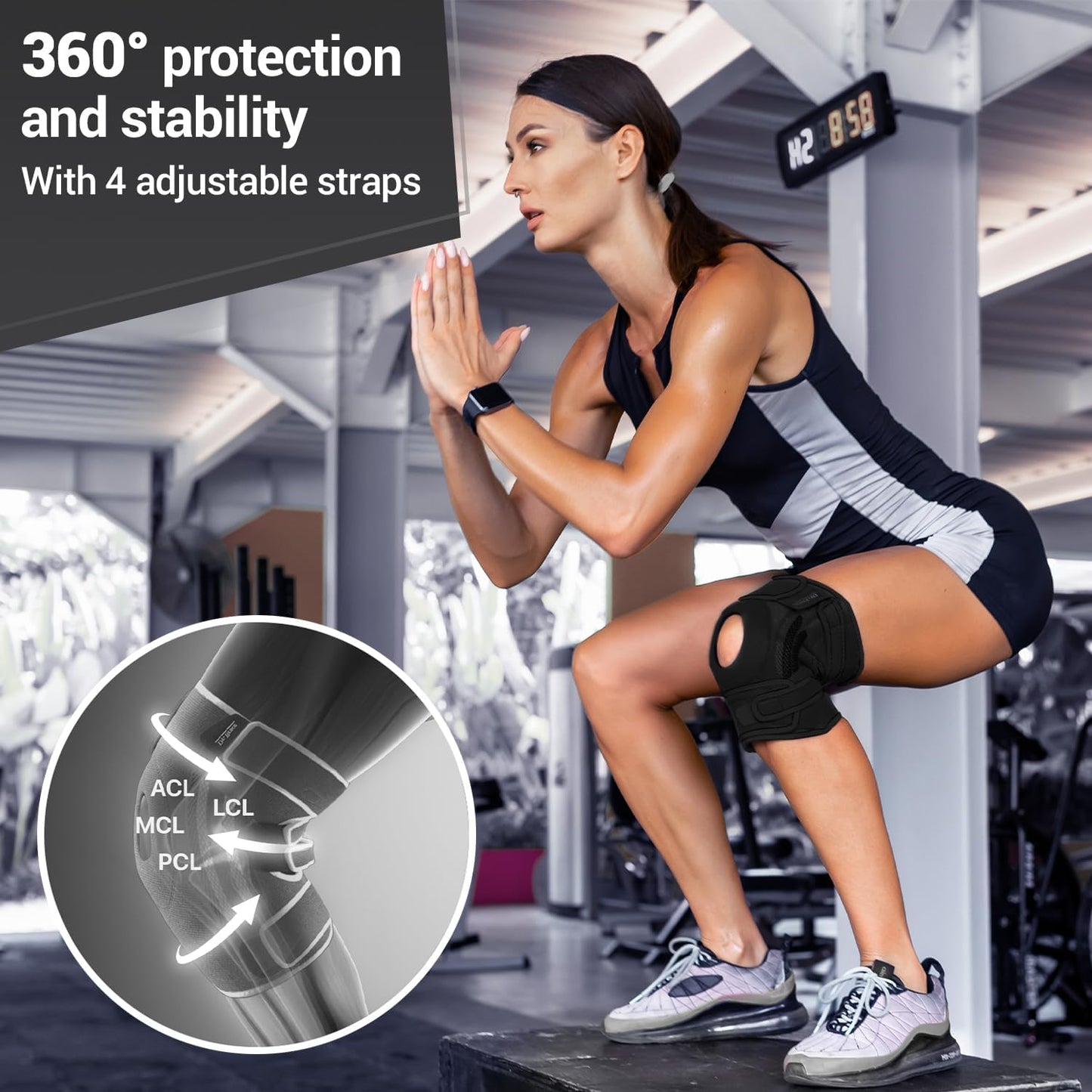 ELITE Knee Brace with Side Stabilizers & Patella Gel Pads for Maximum Knee Pain Support and fast recovery for men and women-Please Check How To Size Video (Mercury, Large)