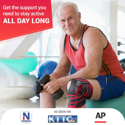 ELITE Knee Brace with Side Stabilizers & Patella Gel Pads for Maximum Knee Pain Support and fast recovery for men and women-Please Check How To Size Video (Mercury, Large)