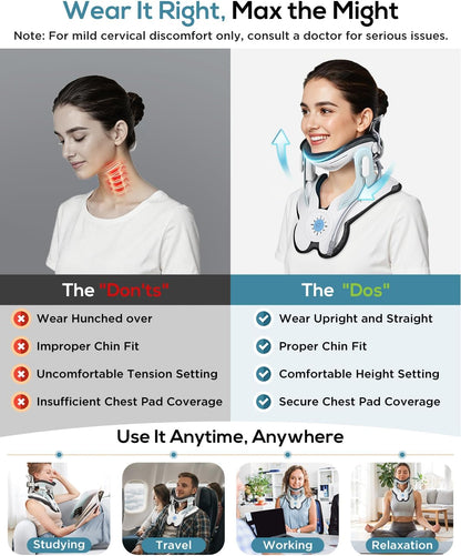 Cervical Neck Traction Device: Neck Stretcher for Cervical Pain Relief, Electric Air Pump with 3 Power Traction, Built-in 8 Airbag, Improved Stretcher for Neck Decompression and Neck Tension Relief
