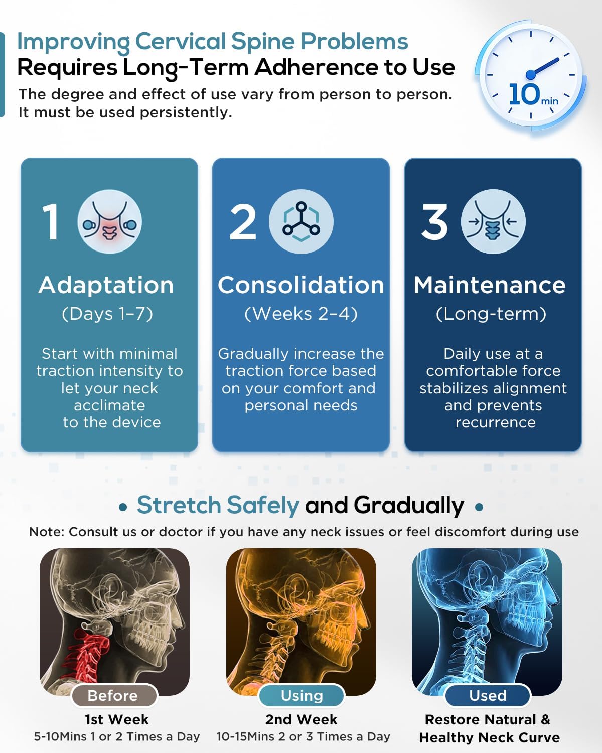Cervical Neck Traction Device: Neck Stretcher for Cervical Pain Relief, Electric Air Pump with 3 Power Traction, Built-in 8 Airbag, Improved Stretcher for Neck Decompression and Neck Tension Relief