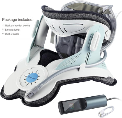 Cervical Neck Traction Device: Neck Stretcher for Cervical Pain Relief, Electric Air Pump with 3 Power Traction, Built-in 8 Airbag, Improved Stretcher for Neck Decompression and Neck Tension Relief