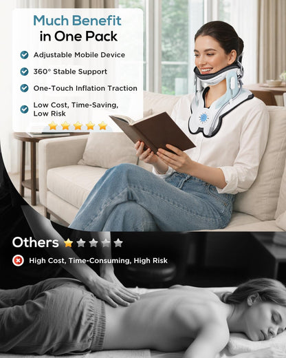 Cervical Neck Traction Device: Neck Stretcher for Cervical Pain Relief, Electric Air Pump with 3 Power Traction, Built-in 8 Airbag, Improved Stretcher for Neck Decompression and Neck Tension Relief
