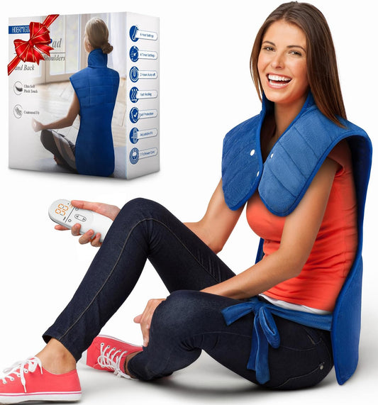 Heating Pad for Neck Shoulders and Back, 2.7lb Weighted Heat Pad for Full Body Relax, 22" x 37" Electric Heated Pad 6 Heat Levels 4 Auto-Off, Machine Washable, Birthday Gifts for Women Men Mom Dad