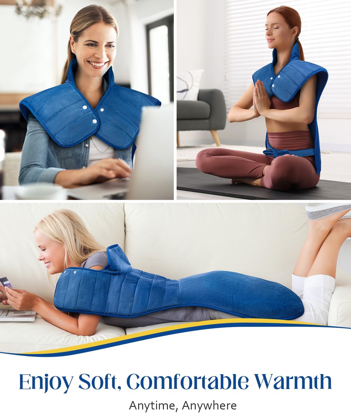 Heating Pad for Neck Shoulders and Back, 2.7lb Weighted Heat Pad for Full Body Relax, 22" x 37" Electric Heated Pad 6 Heat Levels 4 Auto-Off, Machine Washable, Birthday Gifts for Women Men Mom Dad