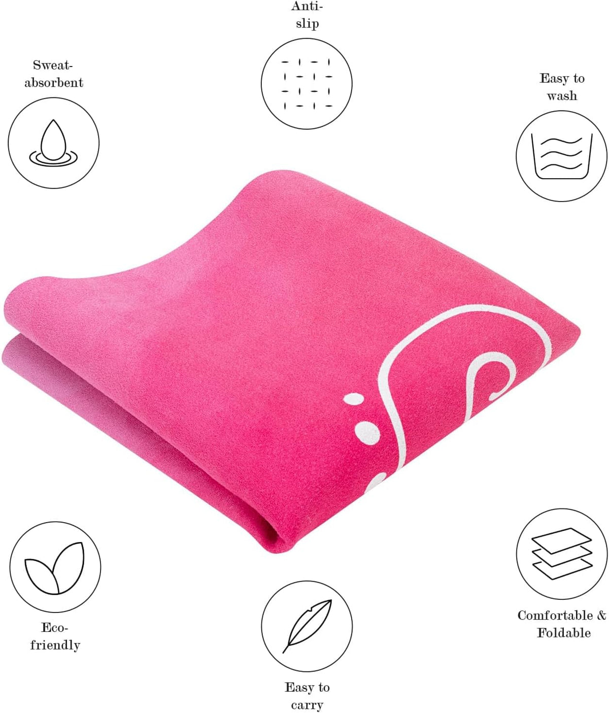Foldable Yoga Mat, Non-slip Suede Fitness Mat With Carry Bag for Hot Yoga, Exercise, Pilates, 1.5mm Thick Lightweight Exercise Yoga Mat for Women