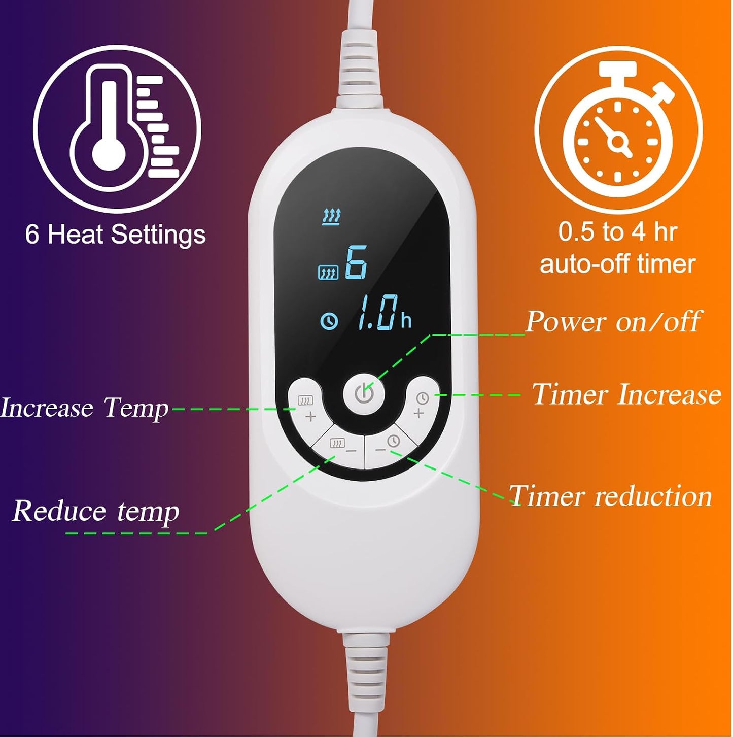 Electric Heating Pad for Neck and Shoulders, Shoulder Heating Pads, Weighted Neck Heating Pad for Pain Relief, 6 Heat Settings Far Infrared Heated Pad with Auto Off (Blue L)