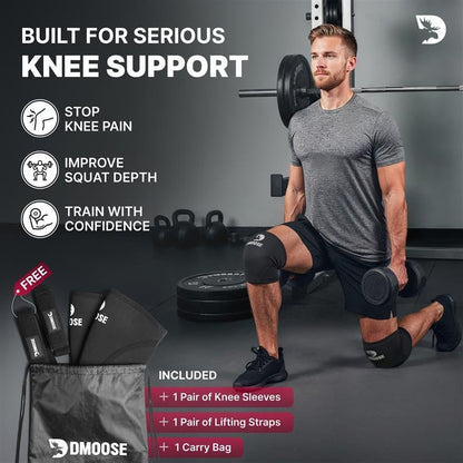 Knee Sleeves for Weightlifting (Pair) 78" Knee Wraps for Squats, Powerlifting & Joint Stability
