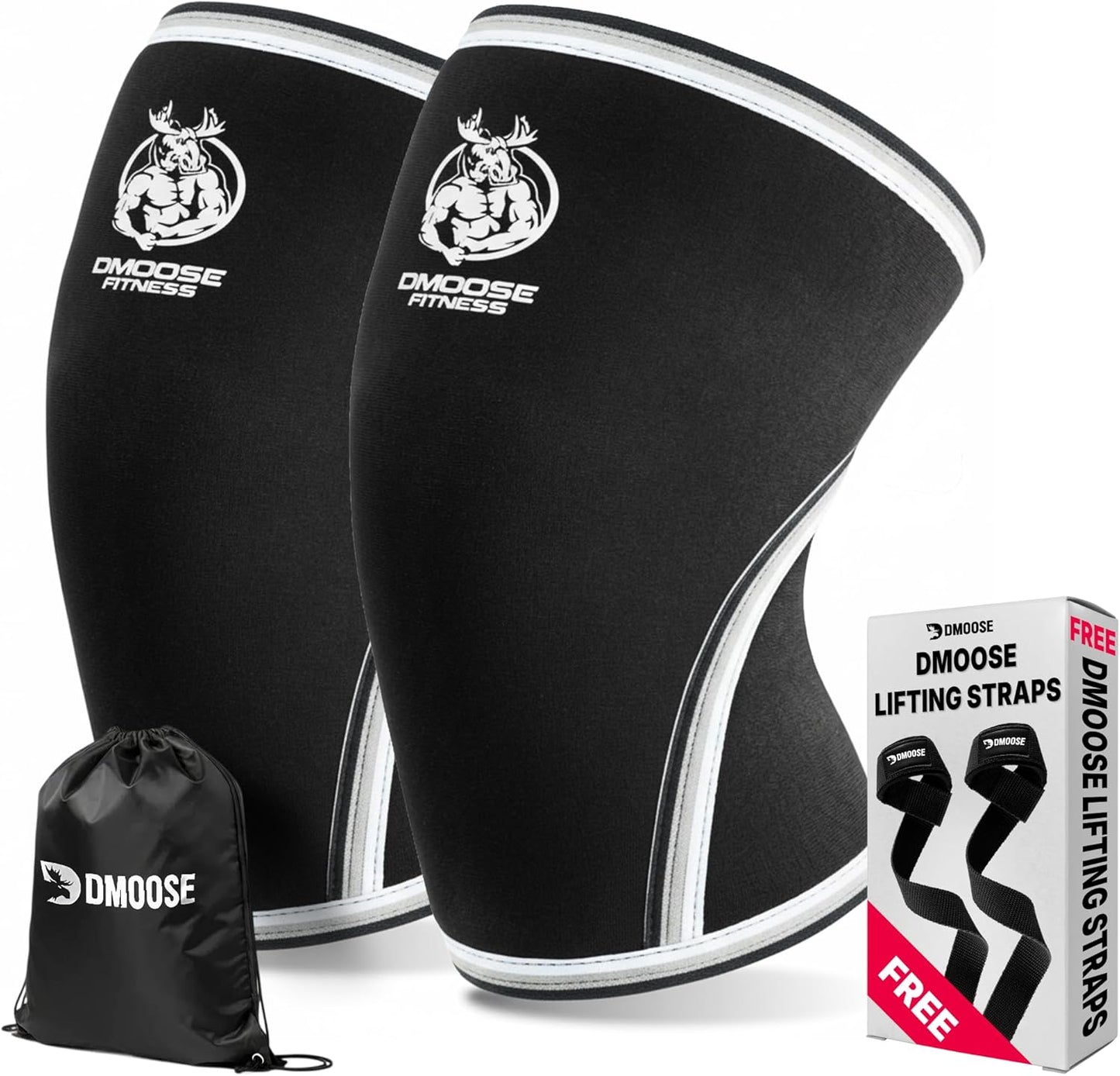 Knee Sleeves for Weightlifting (Pair) 78" Knee Wraps for Squats, Powerlifting & Joint Stability