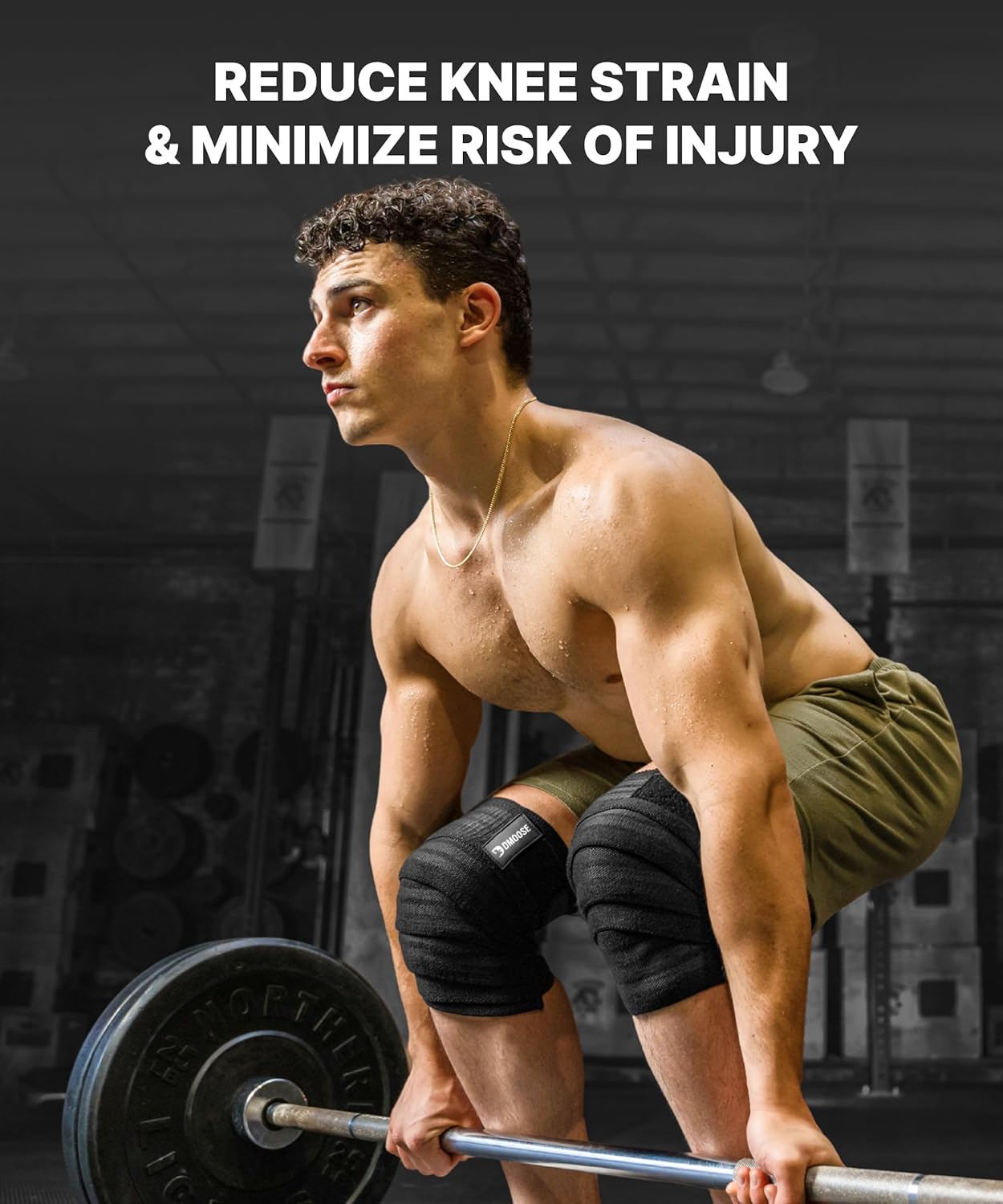 Knee Sleeves for Weightlifting (Pair) 78" Knee Wraps for Squats, Powerlifting & Joint Stability