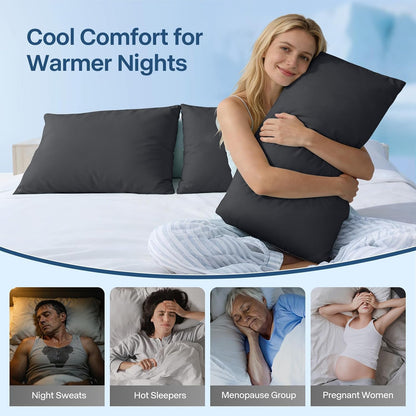 Luxury Cooling Pillowcases Queen Size 2 Pack, Q-Max>0.4 Cool Touch for Hot Sleepers&Night Sweats Beauty Sleep Anti-Frizz, Softer Than Silk Pillowcover Oeko-TEX Certified Champagne
