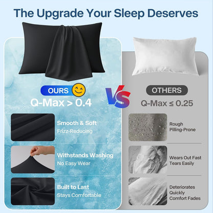 Luxury Cooling Pillowcases Queen Size 2 Pack, Q-Max>0.4 Cool Touch for Hot Sleepers&Night Sweats Beauty Sleep Anti-Frizz, Softer Than Silk Pillowcover Oeko-TEX Certified Champagne
