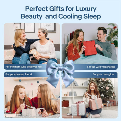 Luxury Cooling Pillowcases Queen Size 2 Pack, Q-Max>0.4 Cool Touch for Hot Sleepers&Night Sweats Beauty Sleep Anti-Frizz, Softer Than Silk Pillowcover Oeko-TEX Certified Champagne