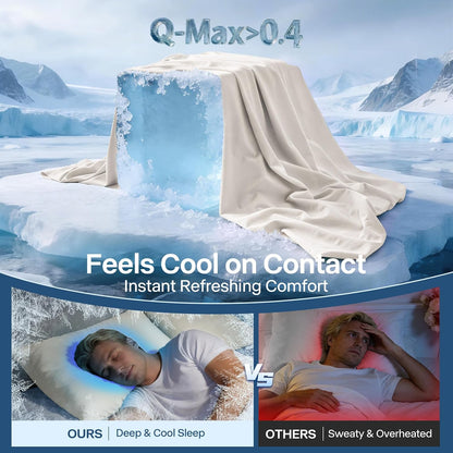 Luxury Cooling Pillowcases Queen Size 2 Pack, Q-Max>0.4 Cool Touch for Hot Sleepers&Night Sweats Beauty Sleep Anti-Frizz, Softer Than Silk Pillowcover Oeko-TEX Certified Champagne