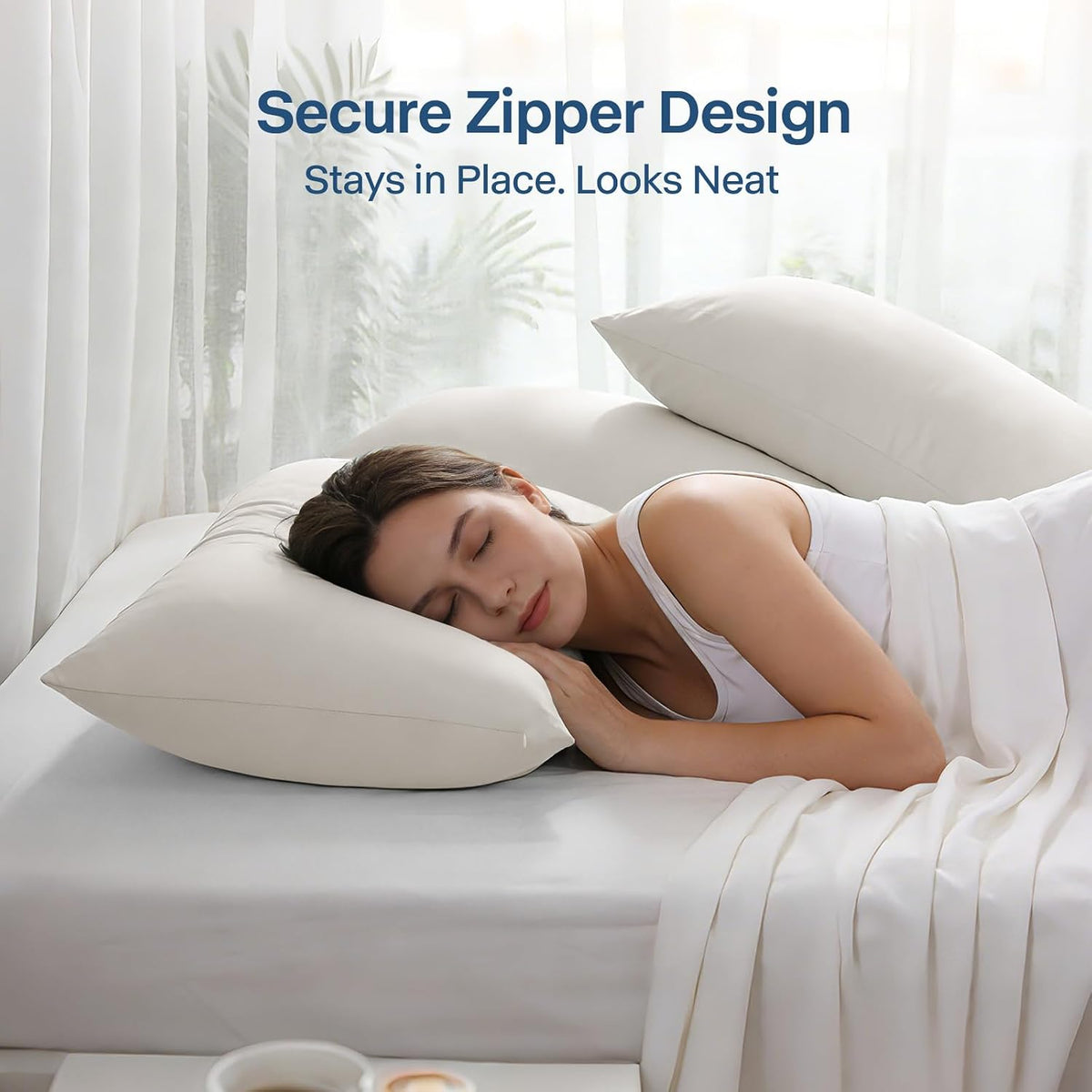 Luxury Cooling Pillowcases Queen Size 2 Pack, Q-Max>0.4 Cool Touch for Hot Sleepers&Night Sweats Beauty Sleep Anti-Frizz, Softer Than Silk Pillowcover Oeko-TEX Certified Champagne