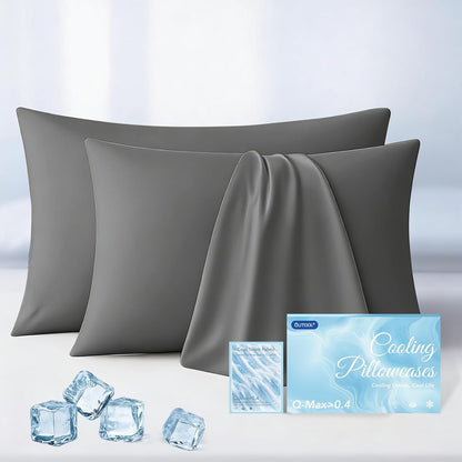 Luxury Cooling Pillowcases Queen Size 2 Pack, Q-Max>0.4 Cool Touch for Hot Sleepers&Night Sweats Beauty Sleep Anti-Frizz, Softer Than Silk Pillowcover Oeko-TEX Certified Champagne