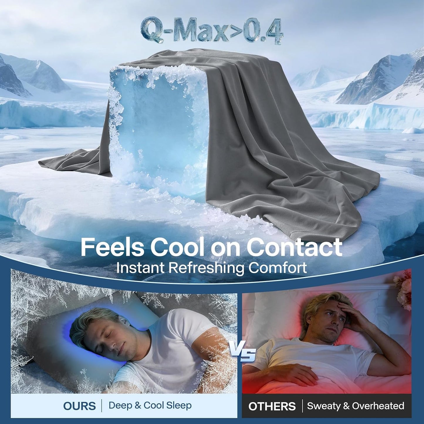 Luxury Cooling Pillowcases Queen Size 2 Pack, Q-Max>0.4 Cool Touch for Hot Sleepers&Night Sweats Beauty Sleep Anti-Frizz, Softer Than Silk Pillowcover Oeko-TEX Certified Champagne