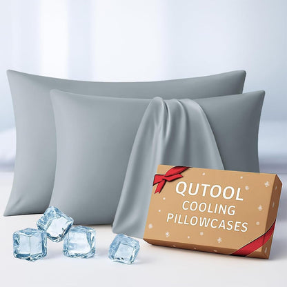 Luxury Cooling Pillowcases Queen Size 2 Pack, Q-Max>0.4 Cool Touch for Hot Sleepers&Night Sweats Beauty Sleep Anti-Frizz, Softer Than Silk Pillowcover Oeko-TEX Certified Champagne