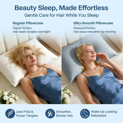 Luxury Cooling Pillowcases Queen Size 2 Pack, Q-Max>0.4 Cool Touch for Hot Sleepers&Night Sweats Beauty Sleep Anti-Frizz, Softer Than Silk Pillowcover Oeko-TEX Certified Champagne