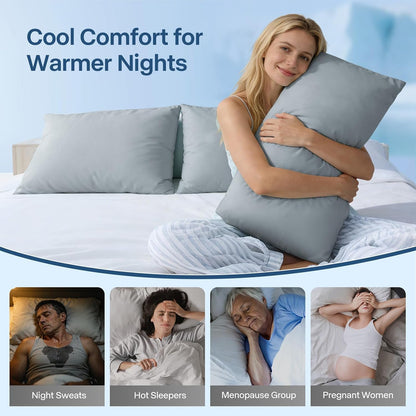 Luxury Cooling Pillowcases Queen Size 2 Pack, Q-Max>0.4 Cool Touch for Hot Sleepers&Night Sweats Beauty Sleep Anti-Frizz, Softer Than Silk Pillowcover Oeko-TEX Certified Champagne