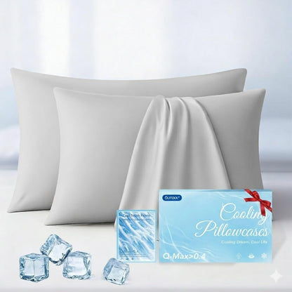 Luxury Cooling Pillowcases Queen Size 2 Pack, Q-Max>0.4 Cool Touch for Hot Sleepers&Night Sweats Beauty Sleep Anti-Frizz, Softer Than Silk Pillowcover Oeko-TEX Certified Champagne