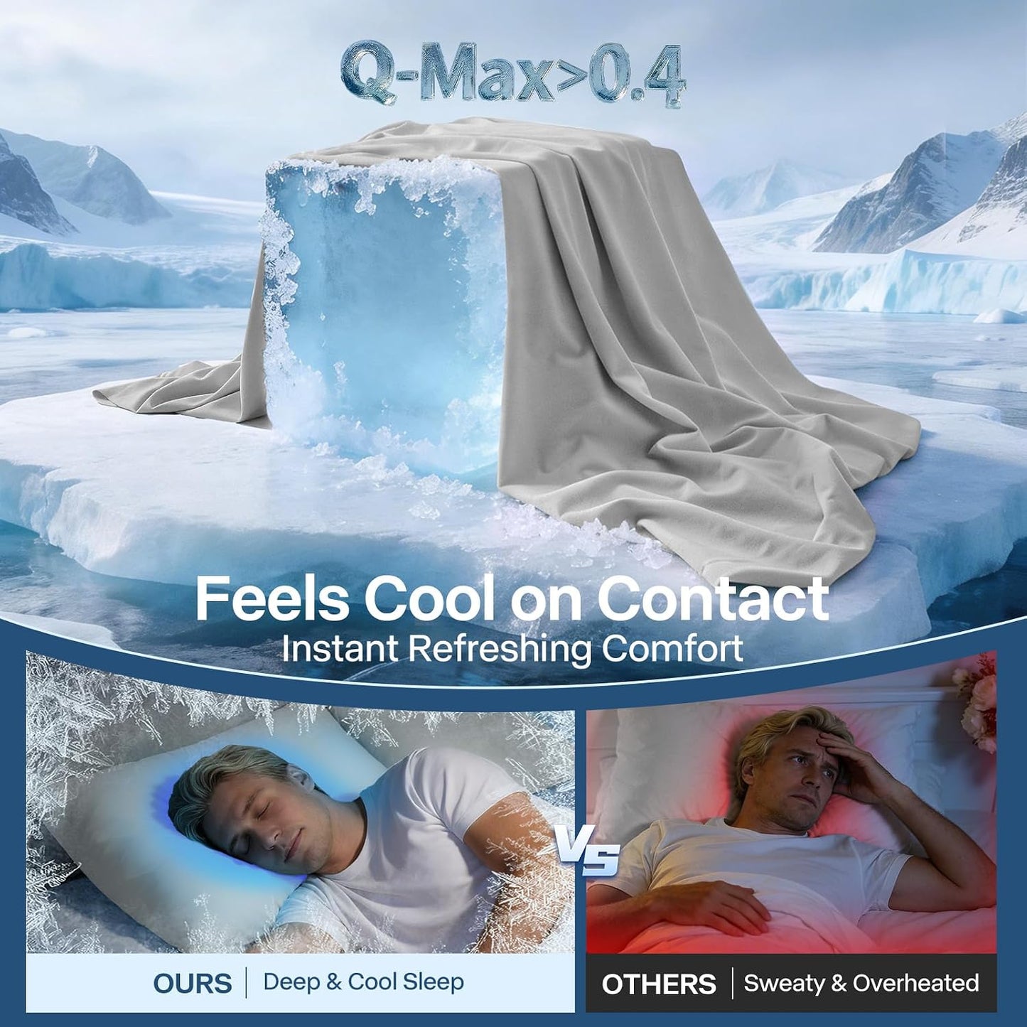 Luxury Cooling Pillowcases Queen Size 2 Pack, Q-Max>0.4 Cool Touch for Hot Sleepers&Night Sweats Beauty Sleep Anti-Frizz, Softer Than Silk Pillowcover Oeko-TEX Certified Champagne