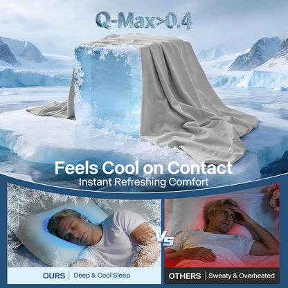 Luxury Cooling Pillowcases Queen Size 2 Pack, Q-Max>0.4 Cool Touch for Hot Sleepers&Night Sweats Beauty Sleep Anti-Frizz, Softer Than Silk Pillowcover Oeko-TEX Certified Champagne