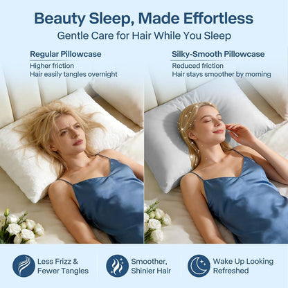 Luxury Cooling Pillowcases Queen Size 2 Pack, Q-Max>0.4 Cool Touch for Hot Sleepers&Night Sweats Beauty Sleep Anti-Frizz, Softer Than Silk Pillowcover Oeko-TEX Certified Champagne