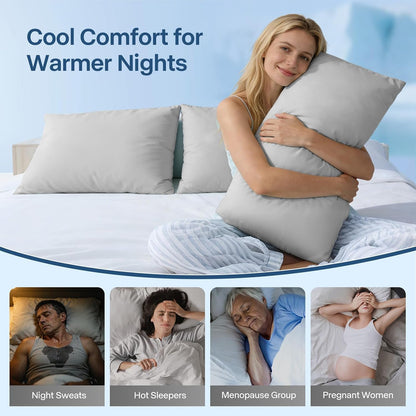 Luxury Cooling Pillowcases Queen Size 2 Pack, Q-Max>0.4 Cool Touch for Hot Sleepers&Night Sweats Beauty Sleep Anti-Frizz, Softer Than Silk Pillowcover Oeko-TEX Certified Champagne