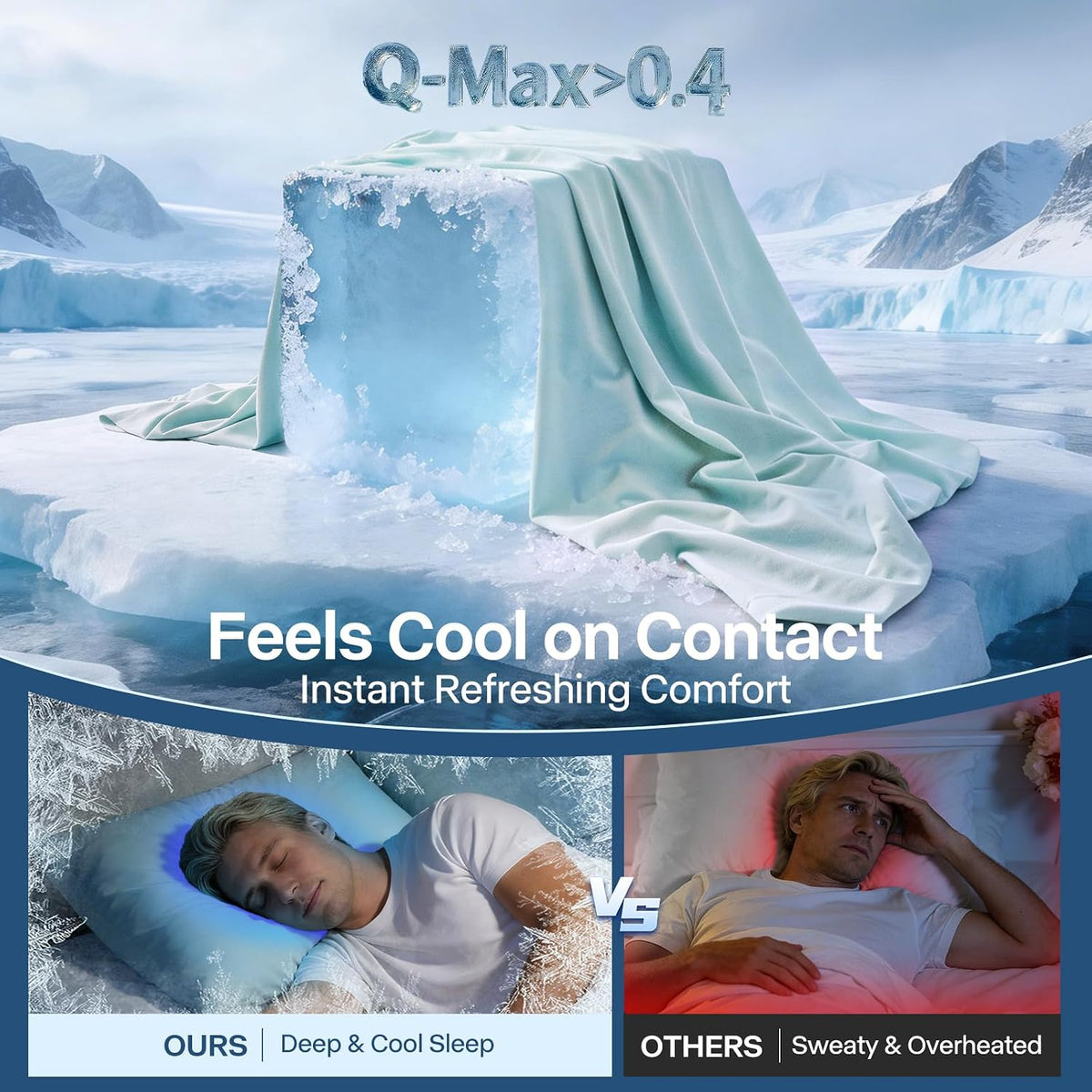Luxury Cooling Pillowcases Queen Size 2 Pack, Q-Max>0.4 Cool Touch for Hot Sleepers&Night Sweats Beauty Sleep Anti-Frizz, Softer Than Silk Pillowcover Oeko-TEX Certified Champagne