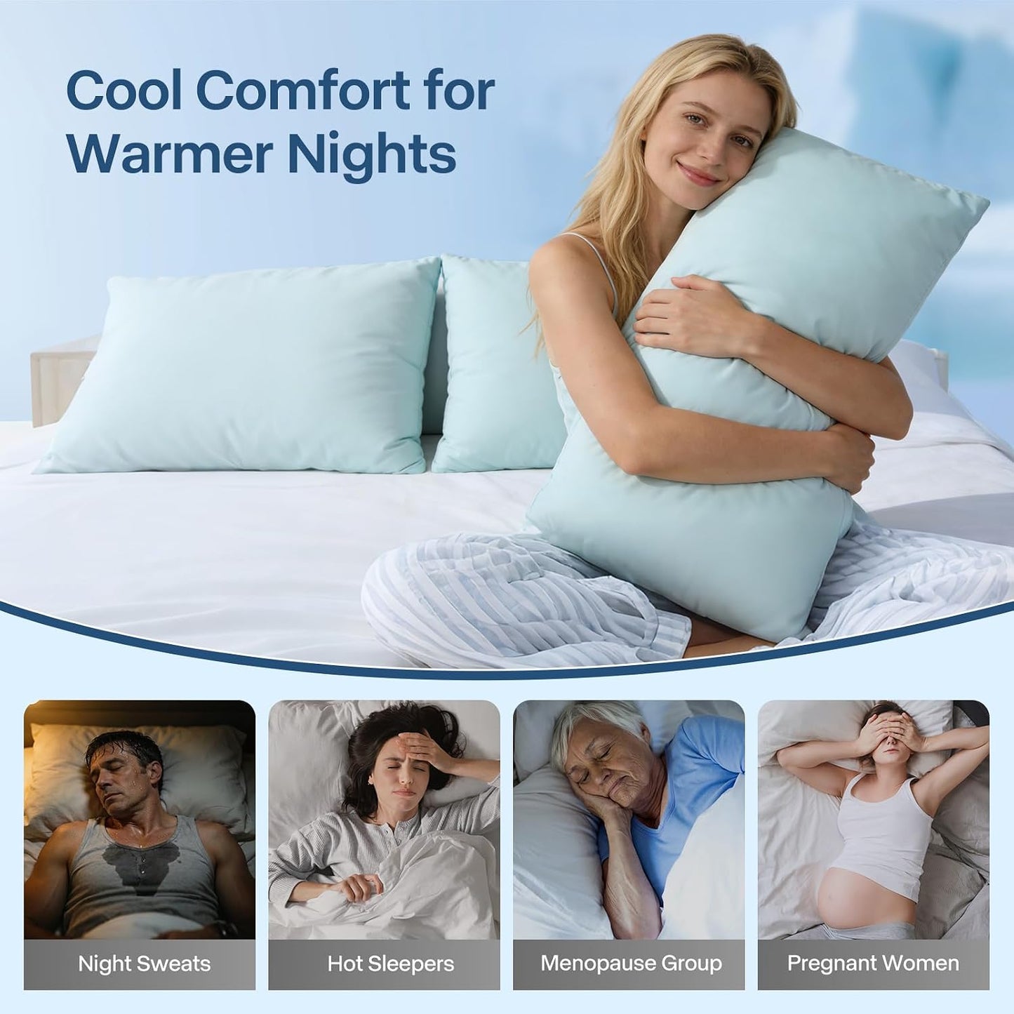 Luxury Cooling Pillowcases Queen Size 2 Pack, Q-Max>0.4 Cool Touch for Hot Sleepers&Night Sweats Beauty Sleep Anti-Frizz, Softer Than Silk Pillowcover Oeko-TEX Certified Champagne