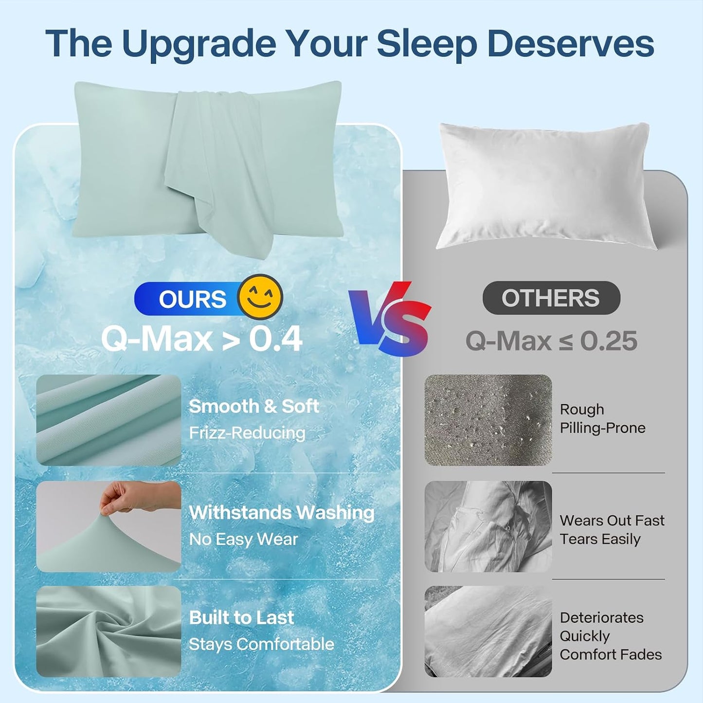 Luxury Cooling Pillowcases Queen Size 2 Pack, Q-Max>0.4 Cool Touch for Hot Sleepers&Night Sweats Beauty Sleep Anti-Frizz, Softer Than Silk Pillowcover Oeko-TEX Certified Champagne