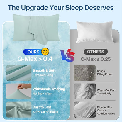 Luxury Cooling Pillowcases Queen Size 2 Pack, Q-Max>0.4 Cool Touch for Hot Sleepers&Night Sweats Beauty Sleep Anti-Frizz, Softer Than Silk Pillowcover Oeko-TEX Certified Champagne