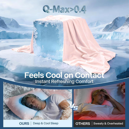 Luxury Cooling Pillowcases Queen Size 2 Pack, Q-Max>0.4 Cool Touch for Hot Sleepers&Night Sweats Beauty Sleep Anti-Frizz, Softer Than Silk Pillowcover Oeko-TEX Certified Champagne