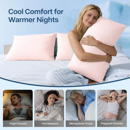 Luxury Cooling Pillowcases Queen Size 2 Pack, Q-Max>0.4 Cool Touch for Hot Sleepers&Night Sweats Beauty Sleep Anti-Frizz, Softer Than Silk Pillowcover Oeko-TEX Certified Champagne