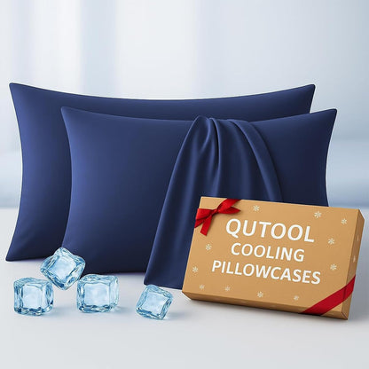 Luxury Cooling Pillowcases Queen Size 2 Pack, Q-Max>0.4 Cool Touch for Hot Sleepers&Night Sweats Beauty Sleep Anti-Frizz, Softer Than Silk Pillowcover Oeko-TEX Certified Champagne