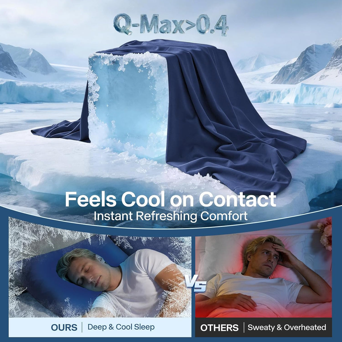 Luxury Cooling Pillowcases Queen Size 2 Pack, Q-Max>0.4 Cool Touch for Hot Sleepers&Night Sweats Beauty Sleep Anti-Frizz, Softer Than Silk Pillowcover Oeko-TEX Certified Champagne