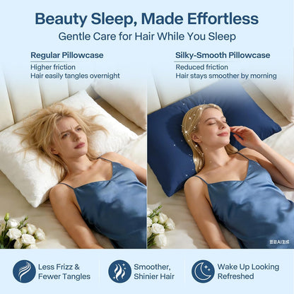 Luxury Cooling Pillowcases Queen Size 2 Pack, Q-Max>0.4 Cool Touch for Hot Sleepers&Night Sweats Beauty Sleep Anti-Frizz, Softer Than Silk Pillowcover Oeko-TEX Certified Champagne